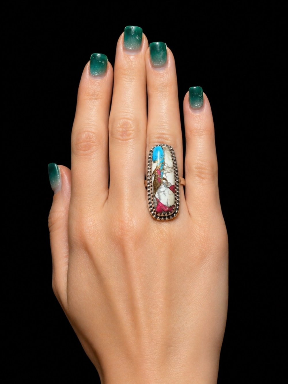 Candy Dahlia Gemstone Inlay Ring – Size 7 NEW!